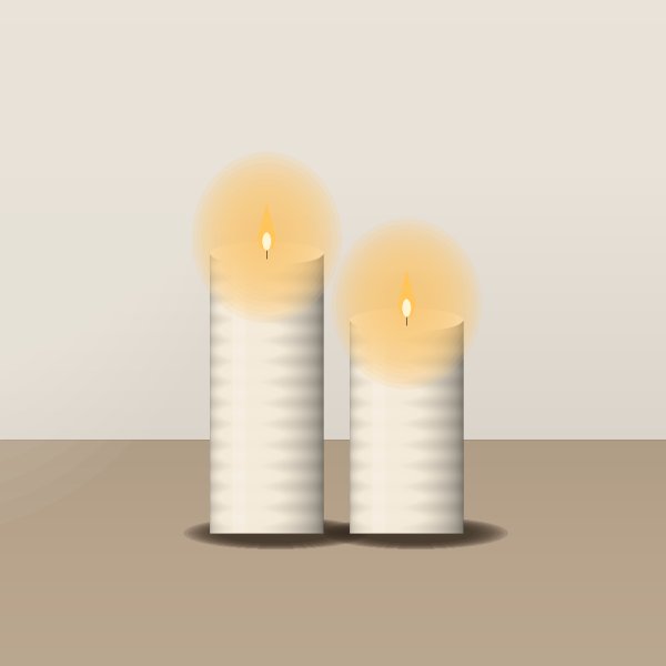 Beeswax pillar candles, pair